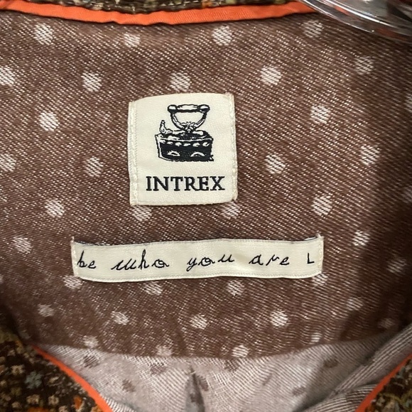 INTREX Be Who you are hooded flannel. Brown w/Polka Dots Size Large - Picture 3 of 7